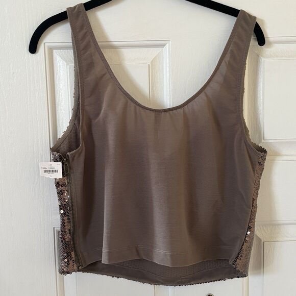 NWT Anthropologie Sequin Keyhole Top Sleeveless Cropped Size Large Festival Rave - Picture 10 of 14
